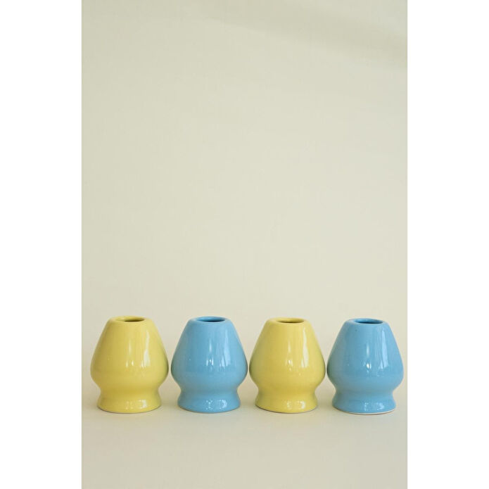 Beige & Stone Seramik Parlak Mavi Matcha Kase Ve Whisk Tutacağı Set