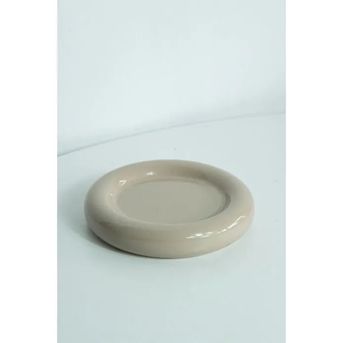 Beige & Stone Seramik Küçük Boy Parlak Bej Donut Tatlı Tabağı