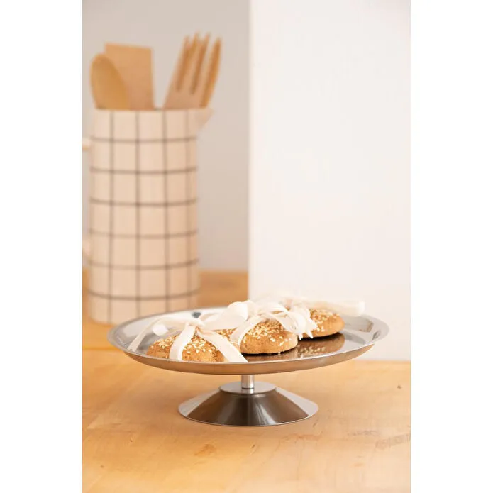 Beige & Stone Frezya Ayaklı Çelik 23 Cm Tatlı Meyve Peynir Servis/sunum Tabak