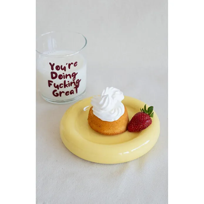 Beige & Stone Seramik Küçük Boy Sarı Donut Tatlı Sunum Tabağı