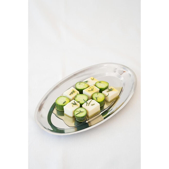 Beige & Stone Çelik 33 Cm Salata Servis/sunum Tepsi Metal Tabak