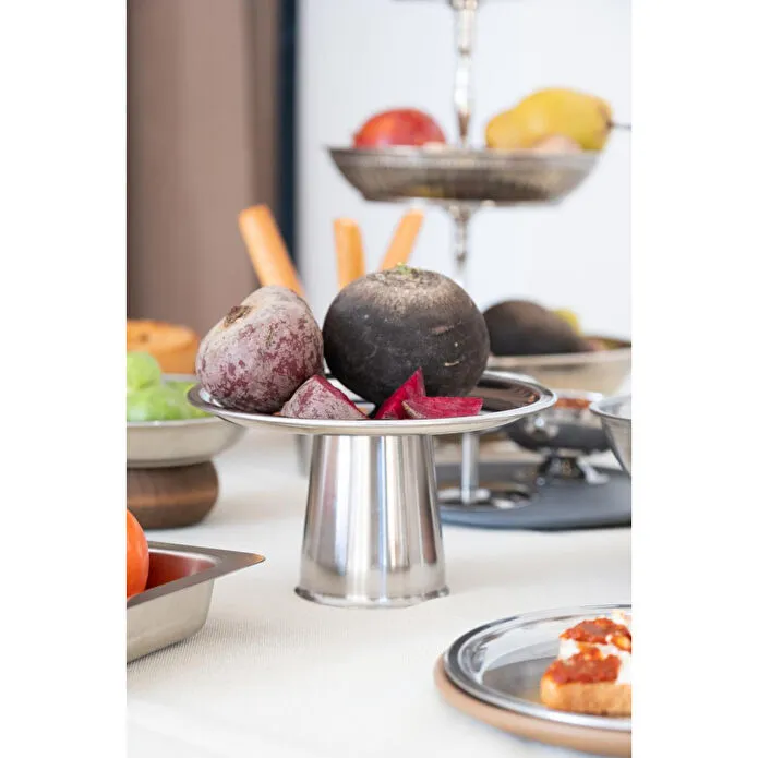 Beige & Stone Yüksek Ayaklı 18 Cm Çelik Yuvarlak Tabak Stand