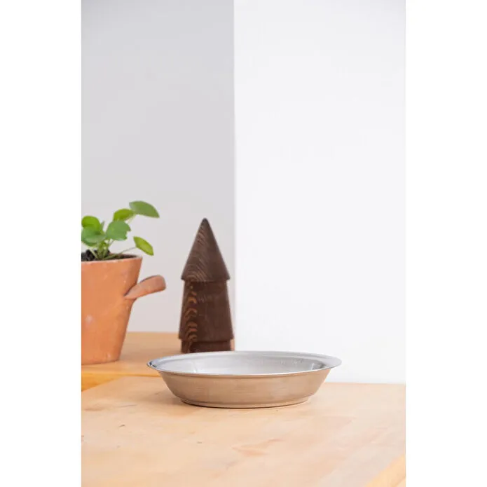 Beige & Stone Metal 21 Cm Salata Kısır Meyve Sunum Tabağı