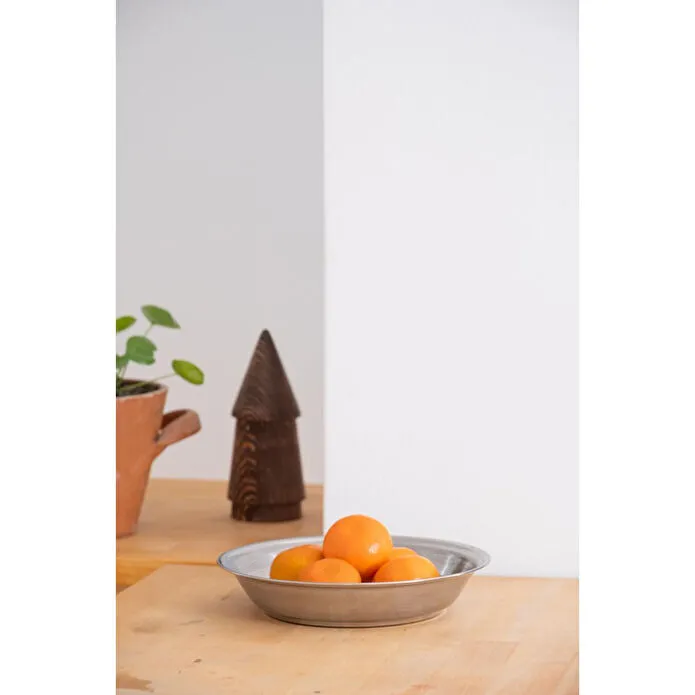 Beige & Stone Metal 21 Cm Salata Kısır Meyve Sunum Tabağı