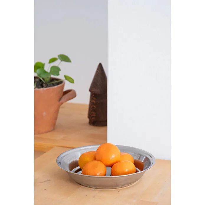 Beige & Stone Metal 21 Cm Salata Kısır Meyve Sunum Tabağı