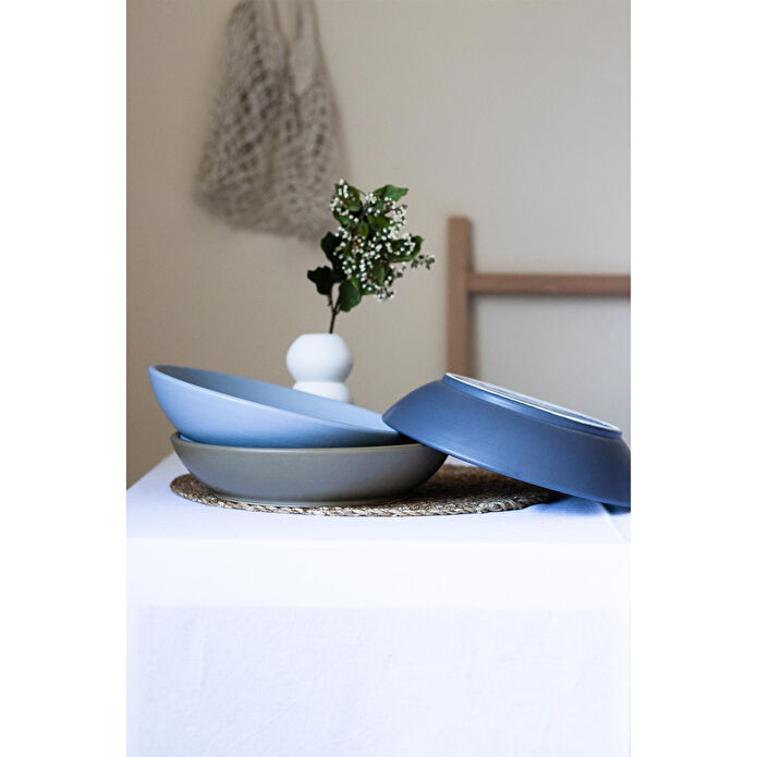 Beige & Stone Natural Stone Spagetti Sunum Seramik Tabak