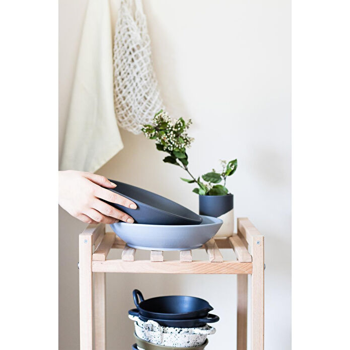 Beige & Stone Natural Stone Spagetti Sunum Seramik Tabak