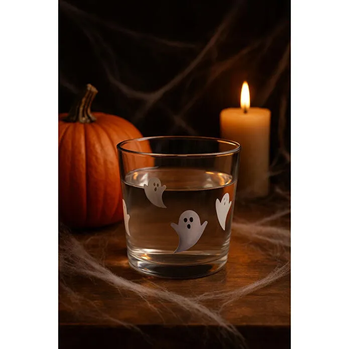 Beige & Stone Halloween Cadılar Bayramı Hayalet Temalı 380 Ml Cam Bardak