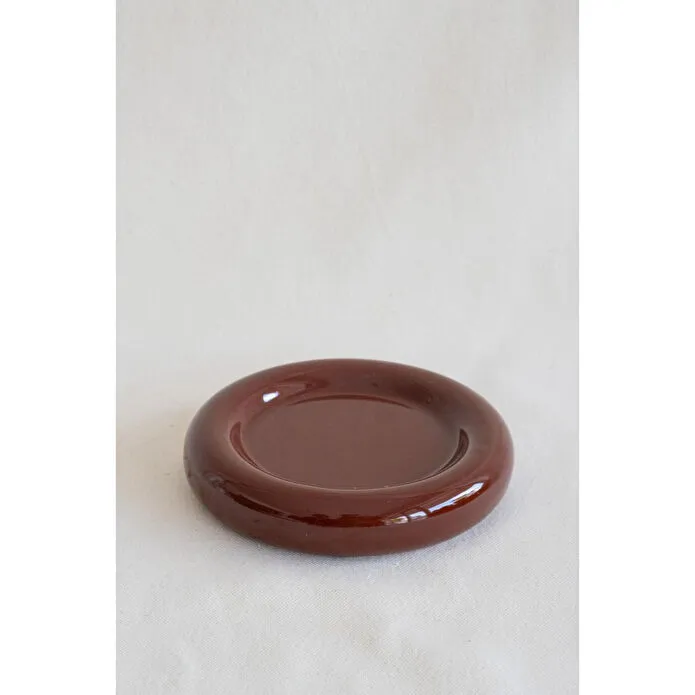 Beige & Stone Seramik Küçük Boy Kahverengi Donut Tatlı Tabağı