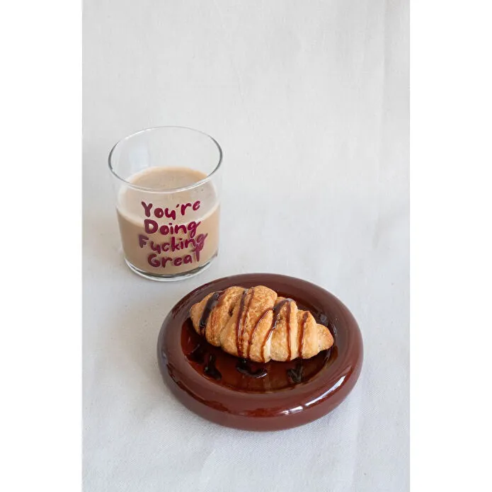 Beige & Stone Seramik Küçük Boy Kahverengi Donut Tatlı Tabağı