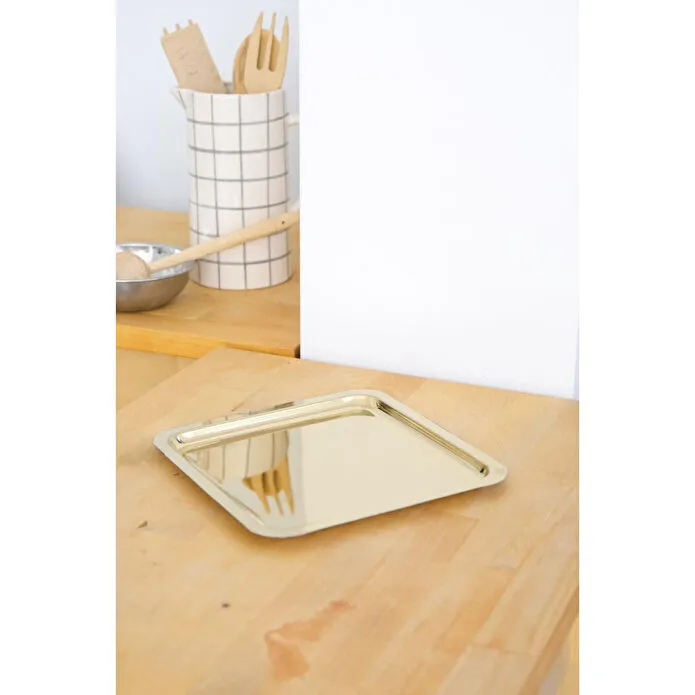 Beige & Stone Kare Gold Servis/sunum Tepsi