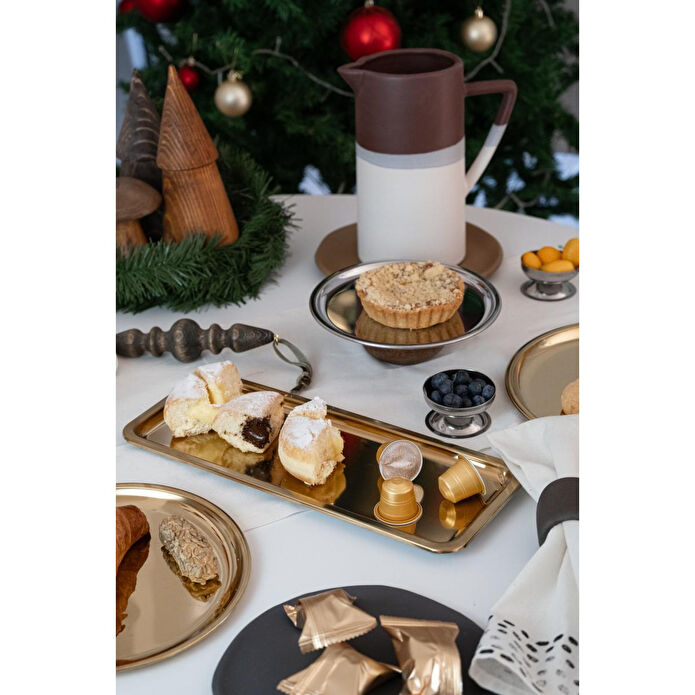 Beige & Stone Gold 33 Cm Servis Tabağı Sunum Tepsisi