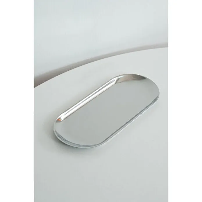 Beige & Stone Dekoratif Gümüş Büyük Oval Takı Organizeri Ve Sunum Tepsisi