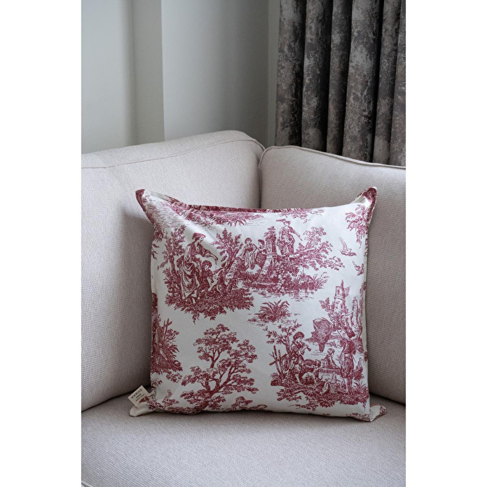 Beige & Stone Bordo Vintage Desenli 50x50 Dekoratif Yastık Kılıfı