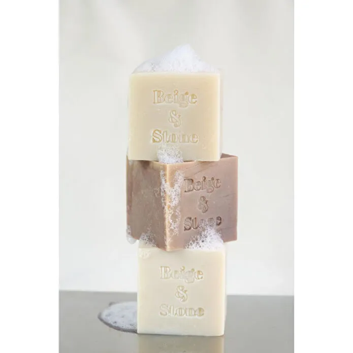 Beige & Stone Doğal Mutfak Seti | 11,5 Cm Çelik Sabunluk & Zeytinyağlı Katı Bulaşık Sabunu 200 Gr