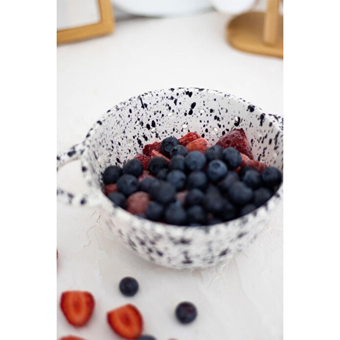 Beige & Stone Seramik Benekli Süzgeç