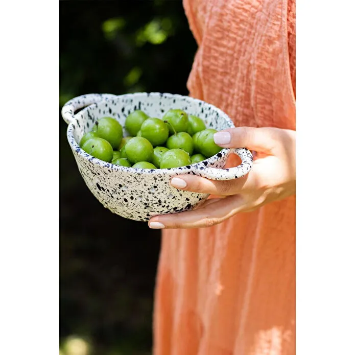 Beige & Stone Seramik Benekli Süzgeç