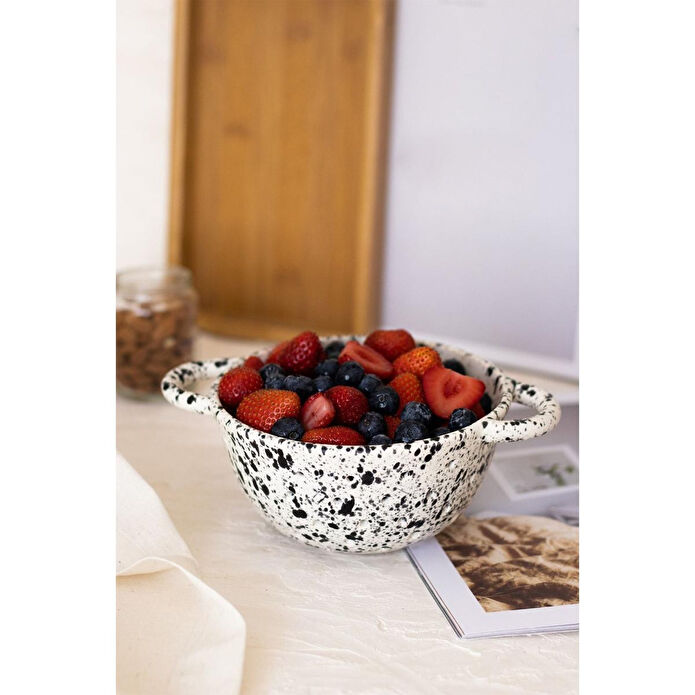 Beige & Stone Seramik Benekli Süzgeç