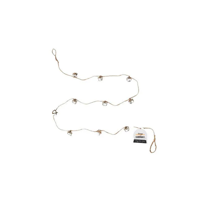 Beige & Stone Yılbaşı Jüt İp Gümüş Zilli Zincir Noel Çam Ağaç Süsü