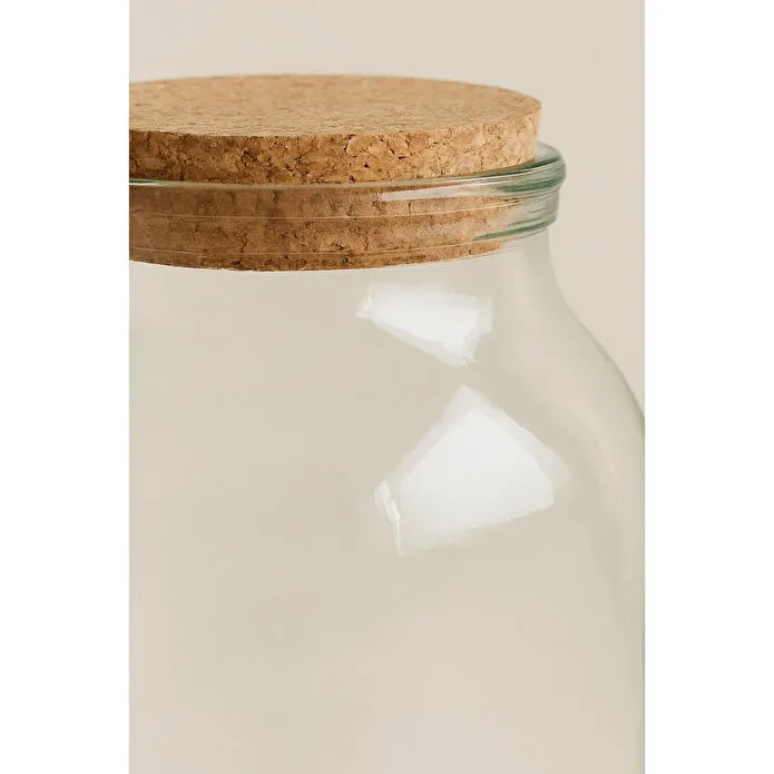 Beige & Stone Cam Toz Deterjan Kavanozu Saklama Kabı