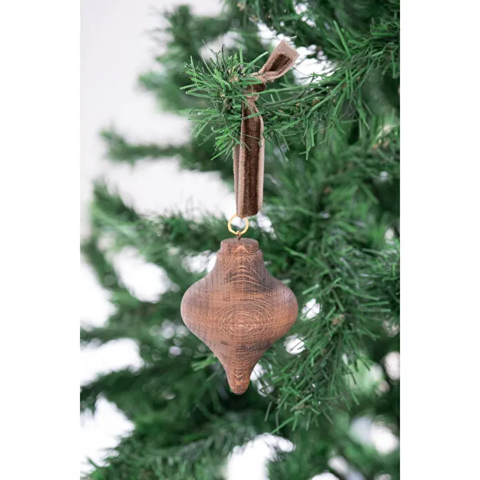 Beige & Stone X Den.ınteriors Yılbaşı Ahşap 2 Li Set Top Topaç Noel Ağaç Süsü