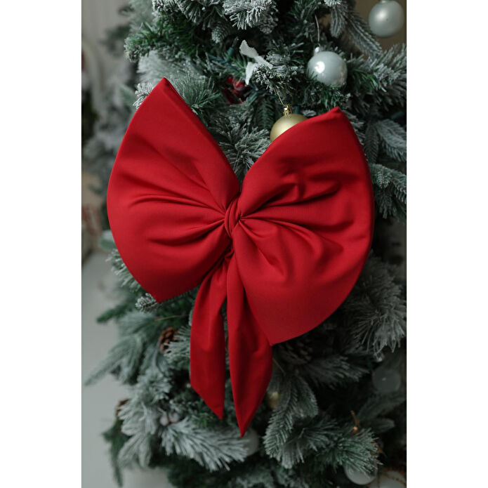 Beige & Stone Yıllbaşı Ağaç Süs Noel Kırmızı Fiyonk 30x35 Cm Küçük