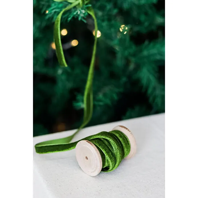 Beige & Stone Yılbaşı 2m Ahşap Makaralı Kadife Kurdele Paketleme Ağaç Süsü