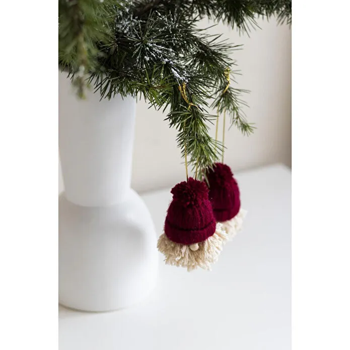 Beige & Stone Yılbaşı 2li Set Cüce Çam Ağacı Noel Baba Süs