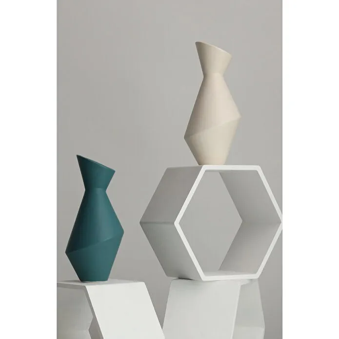 Beige & Stone Teza Iskandinav Vazo Dekoratif Obje