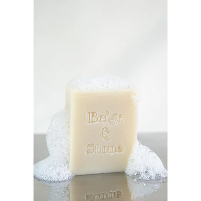 Beige & Stone Doğal Mutfak Seti | 11,5 Cm Çelik Sabunluk & Zeytinyağlı Katı Bulaşık Sabunu 100 Gr