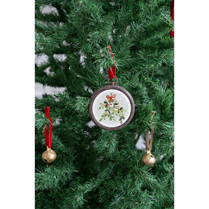 Beige & Stone X Den.i̇nteriors Yılbaşı Ağaç Süsü Baskılı Kasnak Pano Çiçek