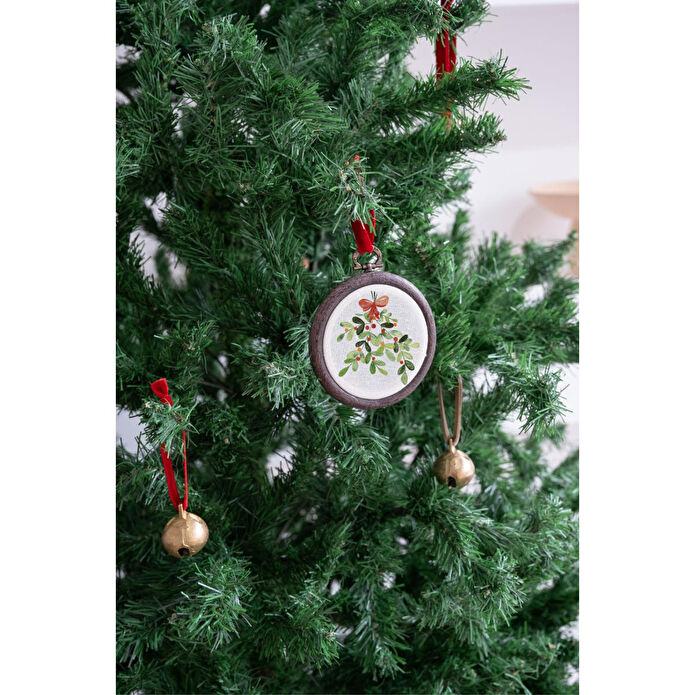 Beige & Stone X Den.i̇nteriors Yılbaşı Ağaç Süsü Baskılı Kasnak Pano Çiçek