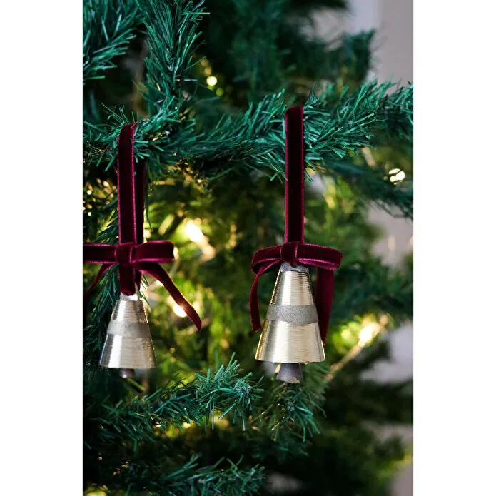 Beige & Stone Yılbaşı Ağacı Süsü Kurdeleli Büyük Çan