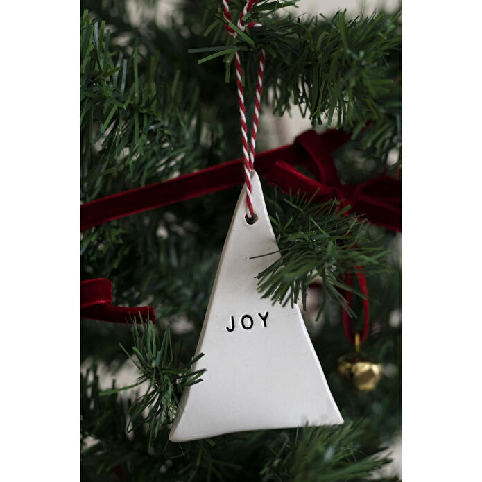 Beige & Stone Yılbaşı El Yapımı Seramik 2 Li Çam Ağacı Süsü Joy Wish