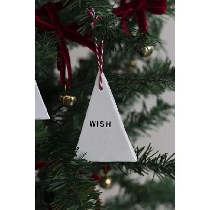 Beige & Stone Yılbaşı El Yapımı Seramik 2 Li Çam Ağacı Süsü Joy Wish