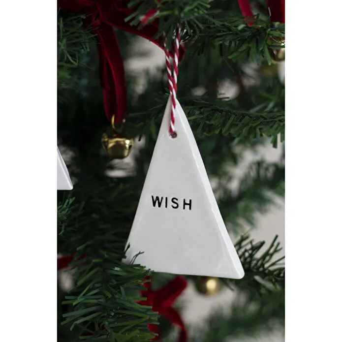 Beige & Stone Yılbaşı El Yapımı Seramik 2 Li Çam Ağacı Süsü Joy Wish