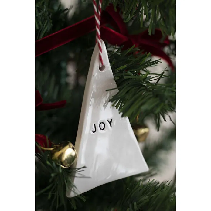 Beige & Stone Yılbaşı El Yapımı Seramik 2 Li Çam Ağacı Süsü Joy Wish