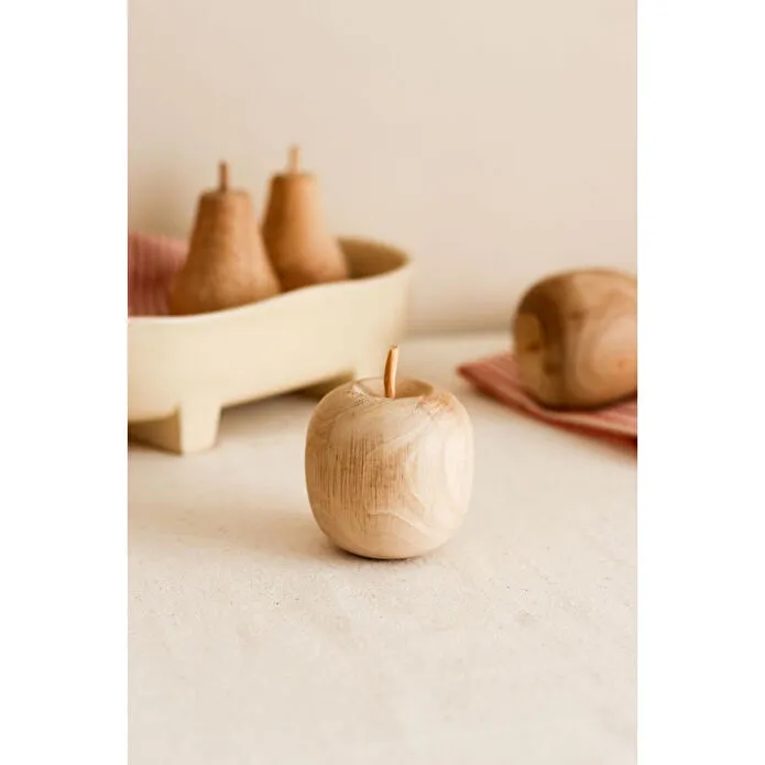 Beige & Stone Ahşap Elma Dekoratif Biblo Obje