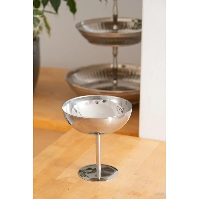 Beige & Stone Metal Yüksek Ayaklı 13 Cm Çerez Sunum Kadehi