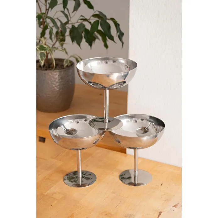 Beige & Stone Metal Yüksek Ayaklı 13 Cm Çerez Sunum Kadehi