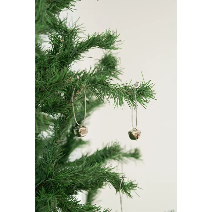 Beige & Stone Yılbaşı Ağaç Süsü Gümüş Zil 5'li