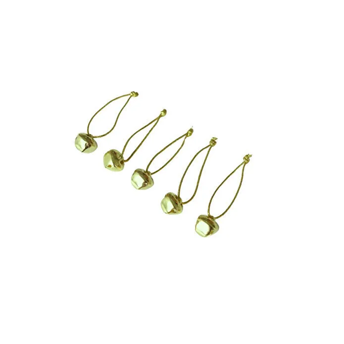 Beige & Stone Yılbaşı Ağaç Süsü Gold Zil 5'li