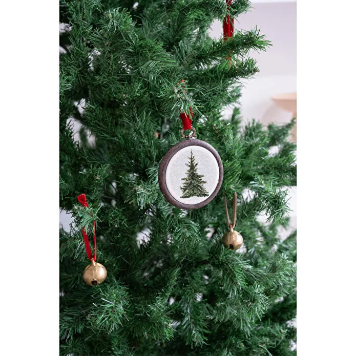 Beige & Stone X Den.i̇nteriors Yılbaşı Ağaç Süsü Baskılı Kasnak Pano Ağaç