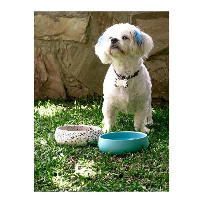 Beige & Stone Beige And Stone Seramik El Yapımı Mama / Su Kabı (m) Benekli