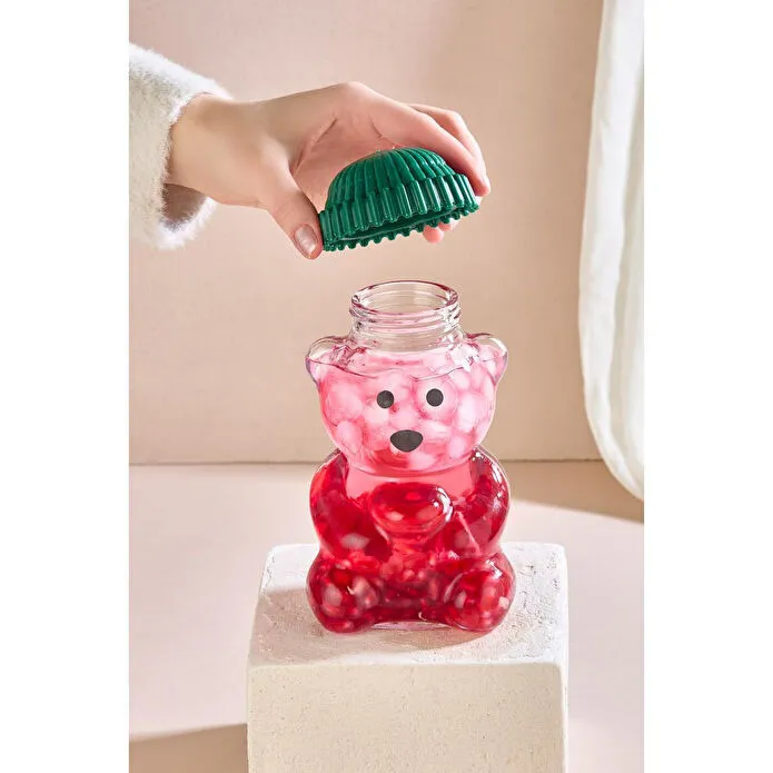 Lora Bianca Fenomen Bear – Yeşil Şapkalı Ayıcık Pipetli Cam Bardak - 500 Ml