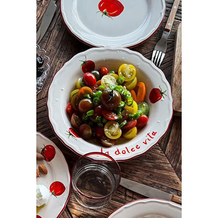 Rakle Pomodoro Stoneware 4'lü Yemek Tabağı Seti 23 Cm
