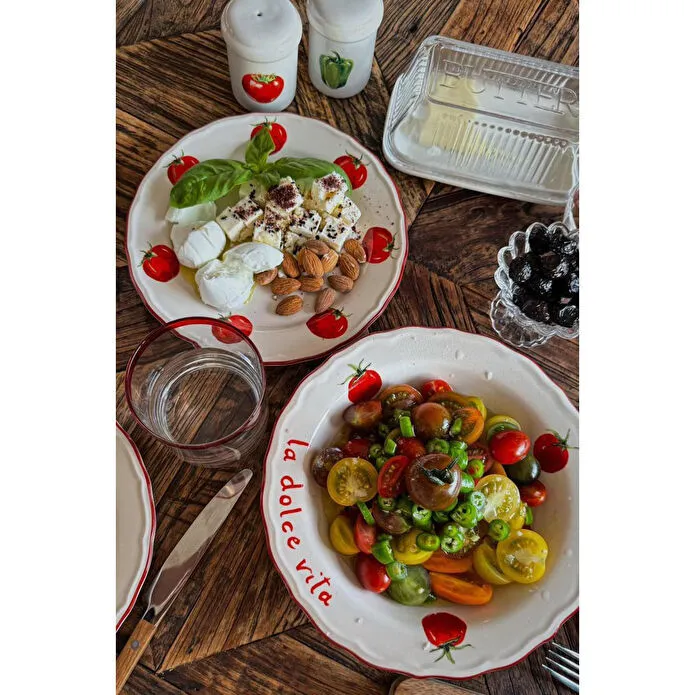 Rakle Pomodoro Stoneware 4'lü Yemek Tabağı Seti 23 Cm
