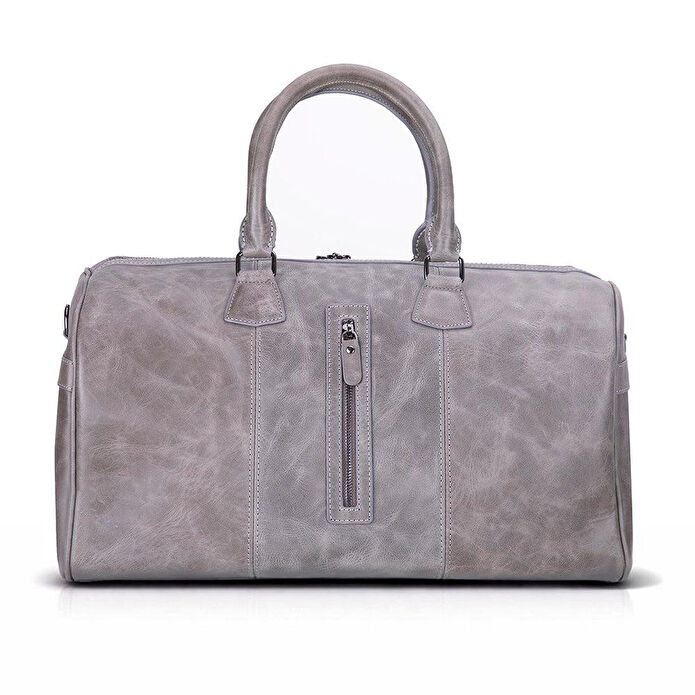 Bloominbag Bloomvoyage Ash Gray Hakiki Deri Duffle Çanta - Kadın Seyahat & Hafta Sonu Çantası