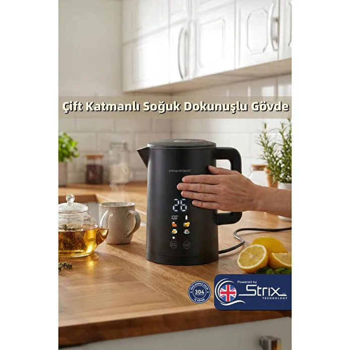 Premier Prk 2215ea Akıllı Su Isıtıcısı - Dijital Ekranlı, Isı Ayarlı, Çift Katmanlı Cool Touch Kettle