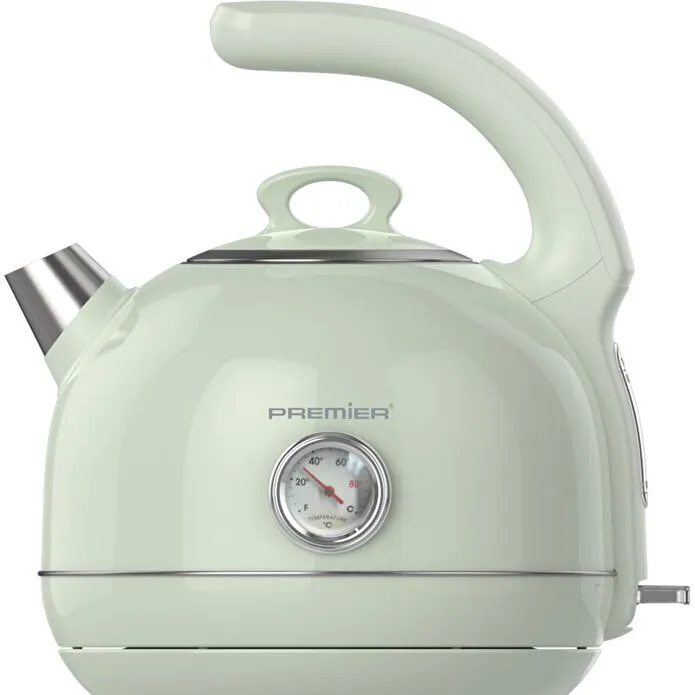 Premier Prk 1215c Retro Tasarımlı Analog Göstergeli Paslanmaz Çelik Hazneli Su Isıtıcısı Cool Touch Kettle Yeşil Renk